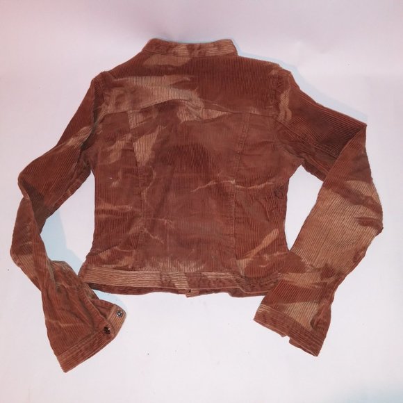 Fubu Jacket Women Small Corduroy Y2K Brown Tan Zip Up Pit to‎ Pit 17" Length 18" - Picture 11 of 12
